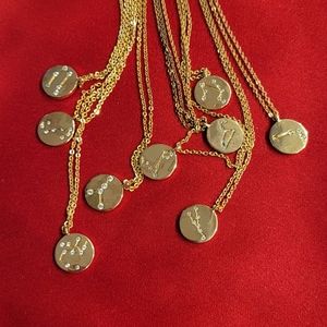 Frasier Sterling Aquarius Written in the Stars Necklace in Gold New